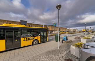 Strætó Bus at a busstop in Reykjavík
